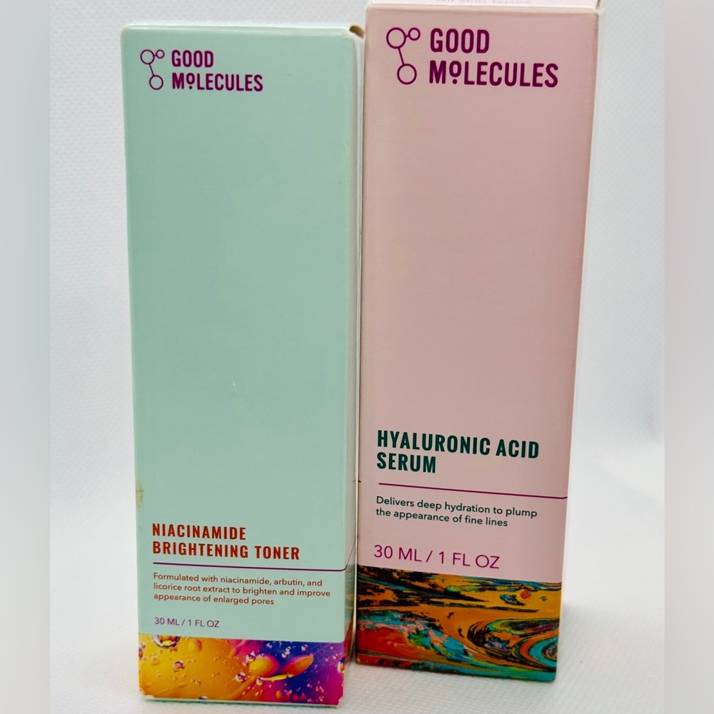 Good Molecules Brightening Niacinamide Toner and Hyaluronic Acid Serum Set NWT